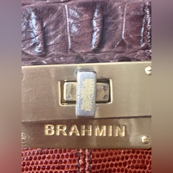 Brahmin Maggie Two Tone Brown Croc-Embossed Leather Hobo With Brass Hardware - Picture 5 of 17